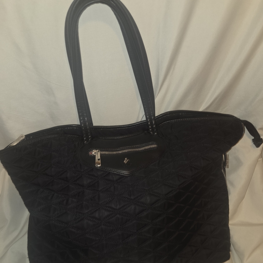 Elegant Black Knomo Quilted Tote Bag